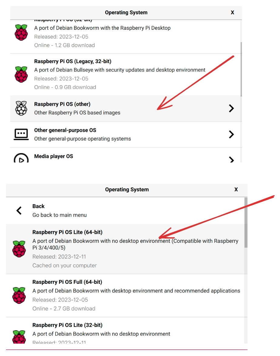 Raspberry Pi Imager - Selecting the OS